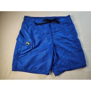 Vintage Gotcha Surf Board Shorts Blue Striped Cargo Pocket Mesh Lined Men's Sz M